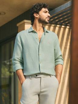 Andamen - Men European Linen Solid Slim Fit Shirt