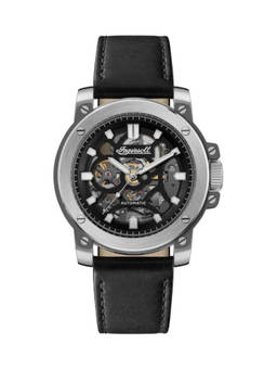 Ingersoll - The Freestyle Automatic Black Skeleton Dial Black Leather Strap Mens Watch - I14401 (M)