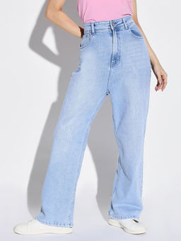 SHOWOFF - Women Blue Wide Leg Denim Jeans