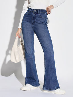 SHOWOFFFF - Women Blue Bootcut Denim Jeans