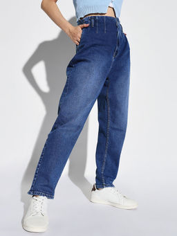 SHOWOFF - Women Blue Mom Fit Denim Jeans