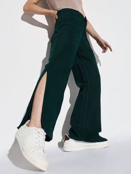 SHOWOFF - Women Green Wide Leg Denim Jeans