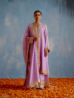 Shetab Kazmi - Purple Payal Full Sleeves Anarkali with Palazzo and Dupatta (Set of 3)