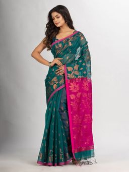 Angoshobha - Raja Cotton Blend Handloom Tangail Saree with Unstitched Blouse