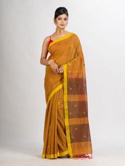 Angoshobha - Lemon Yellow Handwoven Cotton Jamdani Handloom Saree with Unstitched Blouse