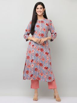 SAVI - Multicolor Printed A Line Straight Kurta
