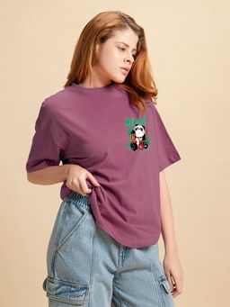 Bewakoof - Women's Purple Rich Flavours Graphic Printed Oversized T-shirt