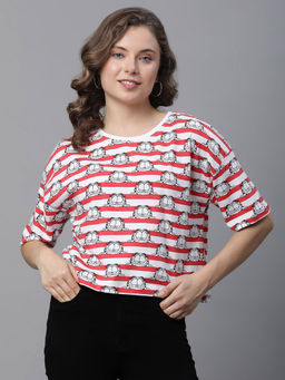 Free Authority - Garfield Printed Multi Color T-Shirt for Women