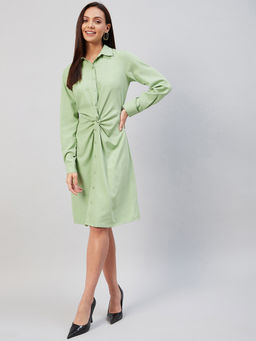Marie Claire - Women Casual Green Colour Knee Length Solid Dress