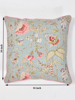 The Home Story - Cushion Covers Set of 2 - 16 x 16 Inches - Light Orange Flowers