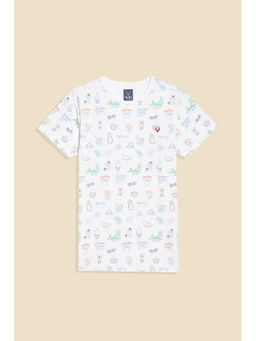 Allen Solly - White Printed Regular Fit T-Shirt