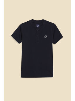 Allen Solly - Navy Blue Solid Regular Fit T-Shirt