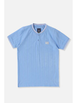 Allen Solly - Blue Textured Regular Fit T-Shirt