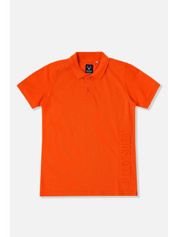 Allen Solly - Orange Solid Regular Fit Polo T-Shirt