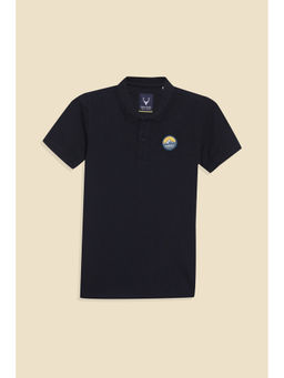 Allen Solly - Navy Blue Solid Regular Fit Polo T-Shirt