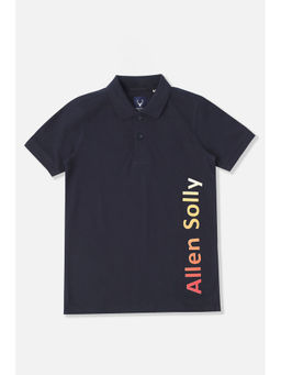 Allen Solly - Navy Blue Solid Regular Fit Polo T-Shirt