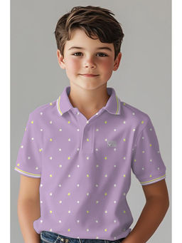 Allen Solly - Purple Printed Regular Fit Polo T-Shirt