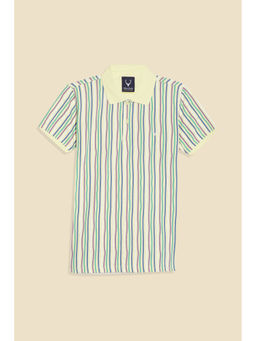 Allen Solly - Beige Stripes Regular Fit Polo T-Shirt
