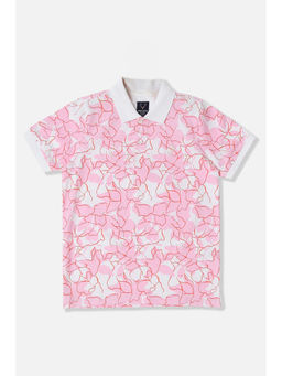 Allen Solly - Pink Printed Regular Fit Polo T-Shirt