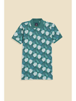 Allen Solly - Green Printed Regular Fit Polo T-Shirt