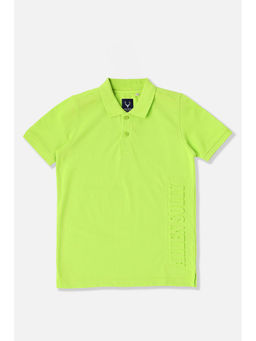 Allen Solly - Green Solid Regular Fit Polo T-Shirt