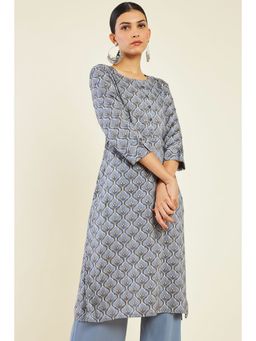 Soch - Women Grey Rayon Printed Kurta