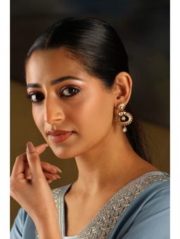 Biba - Women White Brass Gold Plated Drop Earrings