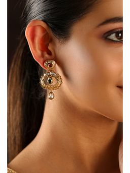 Biba - Women Multi-Color Brass Gold Plated Drop Earrings