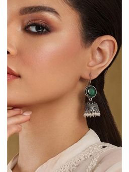 Biba - Women Green Brass Jhumka Earrings