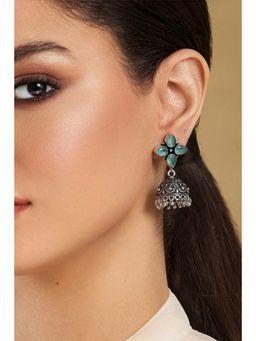 Biba - Women Green Brass Jhumka Earrings