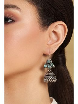 Biba - Women Mint Green Brass Jhumka Earrings