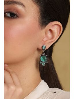 Biba - Women Mint Green Brass Drop Earrings