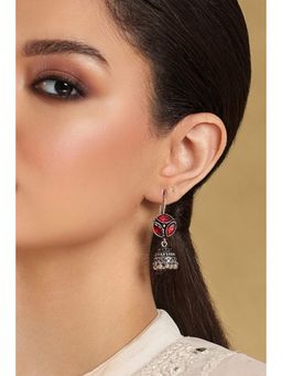 Biba - Women Red Brass Jhumka Earrings