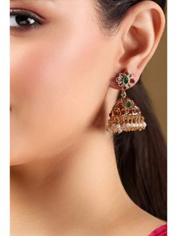 Biba - Women Multi-Color Stone Brass Jhumka Earrings