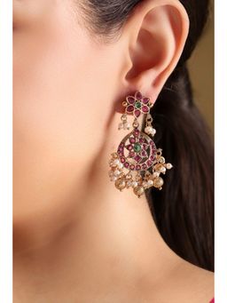 Biba - Women Multi-Color Stone Brass Chaandbali Earrings
