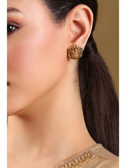 Biba - Women Multi-Color Brass Temple Stud Earrings
