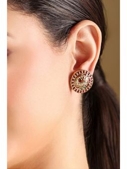 Biba - Women Multi-Color Stone Round Shape Brass Stud Earrings