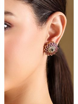 Biba - Women Multi-Color Stone Brass Stud Earrings