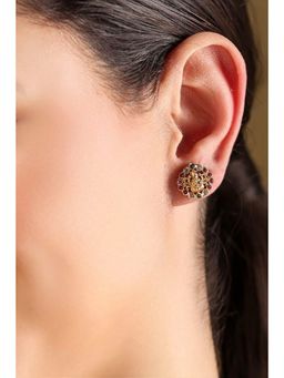 Biba - Women Multi-Color Brass Temple Stud Earrings