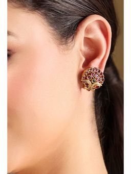 Biba - Women Multi-Color Stone Brass Stud Earrings