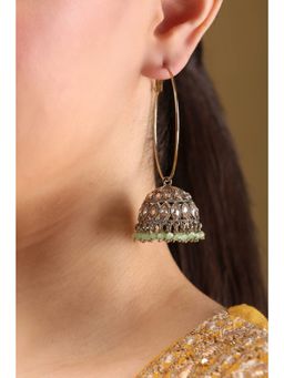 Biba - Women Mint Green Alloy Jhumka Earrings