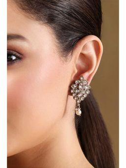 Biba - Women Off White Alloy Drop Earrings