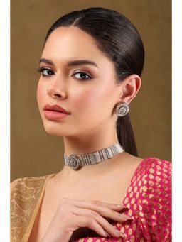 Biba - Women White Stone and Pearl Alloy Jewellery Set