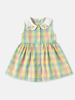 Nautinati - Girls Cotton Gingham Checked Dress