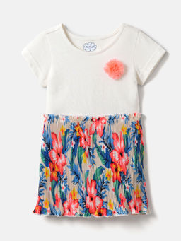 Nautinati - Girls Floral Printed Pleated Frock