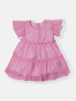 Nautinati - Girls Swiss Dot Frock with Flutter Sleeves