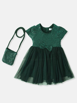 Nautinati - Girls Sequin Party Dress with Sling Bag (Set of 2)