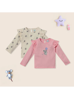 Nautinati - Girls Cotton Printed Tops (Pack of 2)