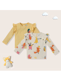 Nautinati - Girls Cotton Printed Tops (Pack of 2)