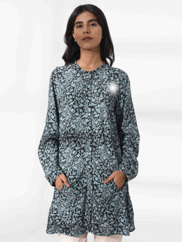 W - Light Blue Floral Print Tunic